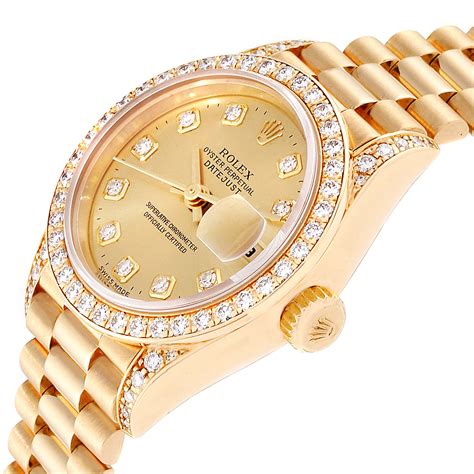 rolex ladies gold president|rolex lady datejust yellow gold.